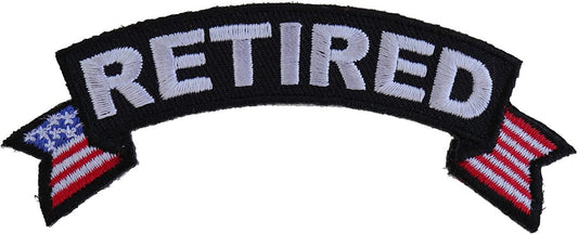 Retired Small Rocker Patch with American Flag Tips - 4x1.5 inch – Motorcycle Embroidered Patch Appliqué Craft Supply