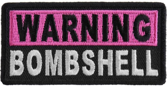 Warning Bombshell Patch - 3x1.5 inch – Funny Embroidered Patch Appliqué Craft Supply