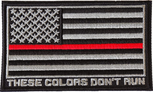 Thin Red Line American Flag These Colors Don't Run Patch - 3.5x2.1 inch - Firefighter – Military Embroidered Patch Appliqué Craft Supply