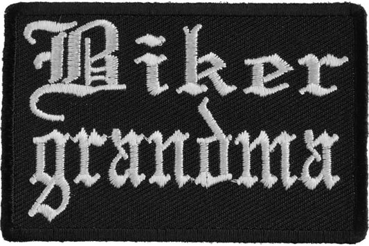 Biker Grandma Patch in Old English - 3x2 inch – Motorcycle Embroidered Patch Appliqué Craft Supply