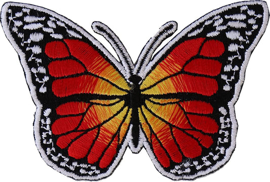 Orange Butterfly Iron On Patch - 3x2 inch – Motorcycle Embroidered Patch Appliqué Craft Supply