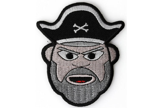 Old Man Bearded Pirate - 3x2.5 inch – Biker Embroidered Patch Appliqué Craft Supply