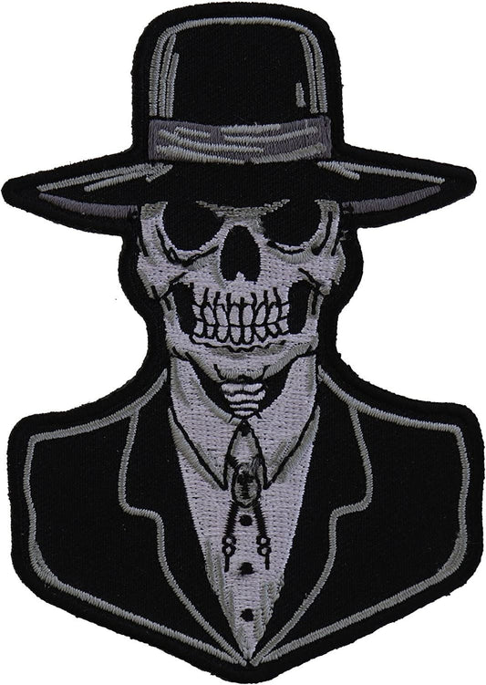 Preacher Skull Small Patch - 3x4.26 inch -  Biker Embroidered Patch Appliqué Craft Supply