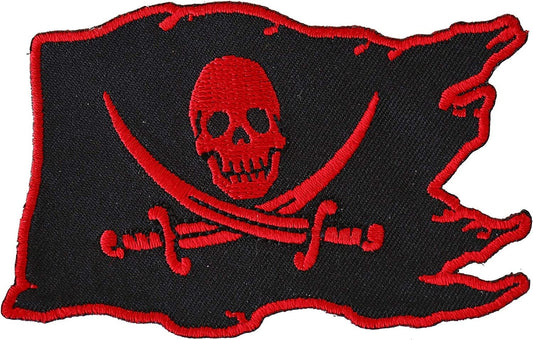 Pirate Skull Patch Red - 3.5x2.5 inch – Motorcycle Embroidered Patch Appliqué Craft Supply