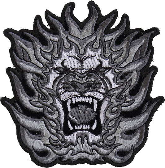 Tribal Lion Small Patch - 4x4 inch – Biker Embroidered Patch Appliqué Craft Supply
