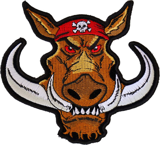 Biker Hog Patch Small Hawg - 4.5x4 inch – Biker Embroidered Patch Appliqué Craft Supply