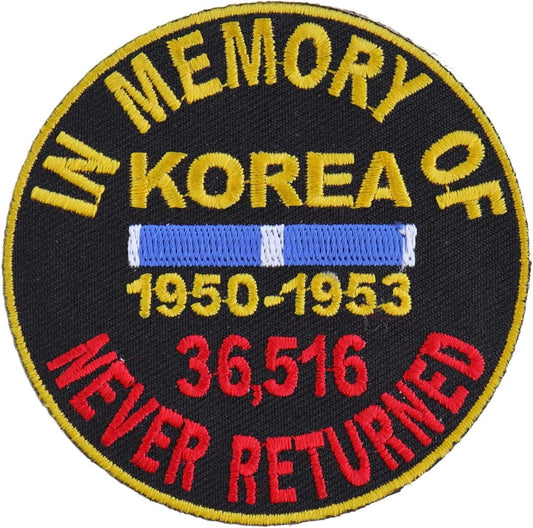 In Memory of Korea Round Patch - 3x3 inch – Military Embroidered Patch Appliqué Craft Supply