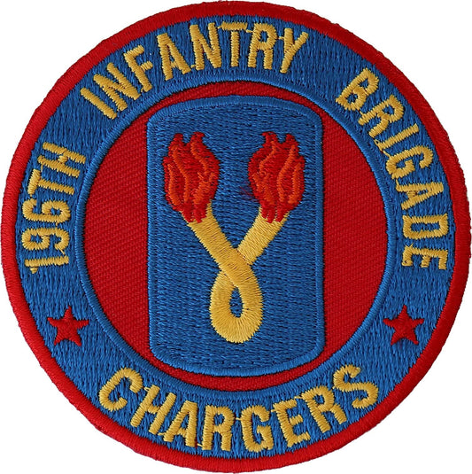 United States Army 196th Infantry Brigade Patch Chargers - 3x3 inch – Military Embroidered Patch Appliqué Craft Supply
