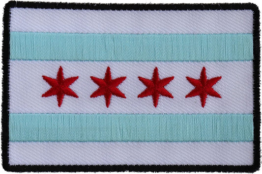 Chicago City Flag Patch - 3x2 inch -  Motorcycle Embroidered Patch Appliqué Craft Supply