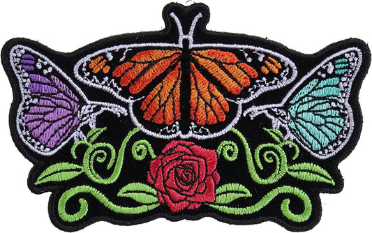 Butterflies and Flower Ladies Patch - 4.5x2.8 inch – Motorcycle Embroidered Patch Appliqué Craft Supply