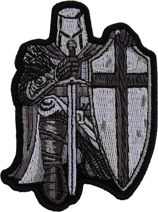 Kneeling Knight Crusader Mini Patch - 2.75x3.5 inch – Christian Embroidered Patch Appliqué Craft Supply