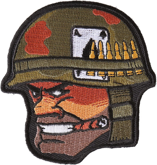 Soldier Cigar Ace of Spades Bullets and Helmet Patch - 3x3.3 inch – Military Embroidered Patch Appliqué Craft Supply