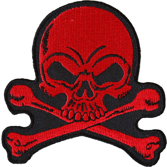 Red Skull and Crossbones Small Patch - 3x3 inch – Biker Embroidered Patch Appliqué Craft Supply