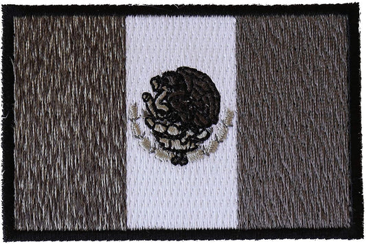 Mexican Flag in Black White and Gray - 3x2 inch – Motorcycle Embroidered Patch Appliqué Craft Supply