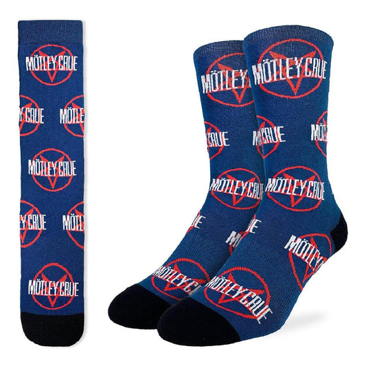 MOTLEY CRUE Pentagrams Crew Socks - Officially Licensed Rock Band Music Novelty Socks - Men's Adult 8-12 Unisex - For Craft Costume Supply