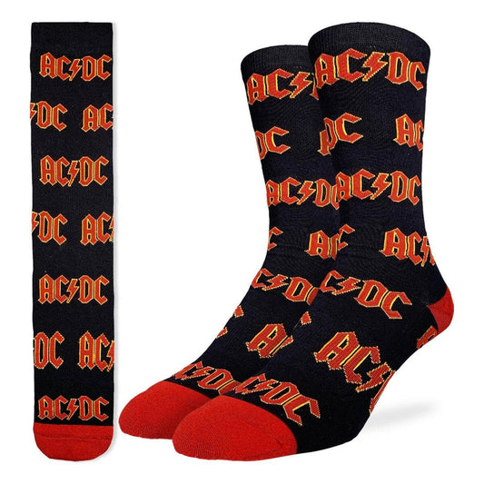 AC/DC Logo Crew Socks - Officially Licensed Rock Band Music Novelty Socks - Men's Adult 8-12 Unisex - For Craft Costume Supply