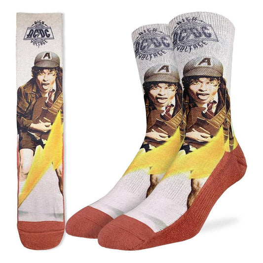 AC/DC High Voltage Crew Socks - Officially Licensed Rock Band Music Novelty Socks - Men's Adult 8-12 Unisex - For Craft Costume Supply