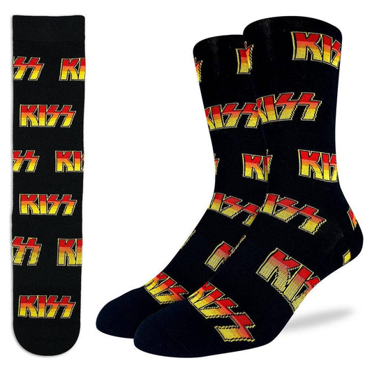 KISS Logo Crew Socks - Officially Licensed Rock Band Music Novelty Socks - Men's Adult 8-12 Unisex - For Craft Costume Supply