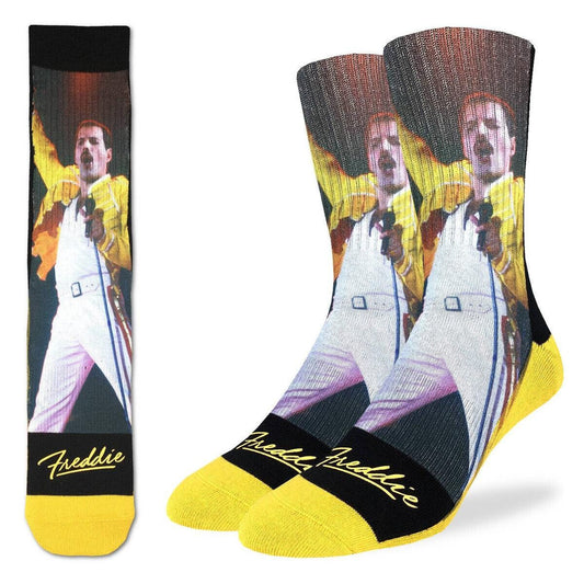 FREDDIE MERCURY Wembley Crew Socks - Officially Licensed Queen Rock Band Music Novelty Socks - Men's Adult 8-12 Unisex - Costume Supply