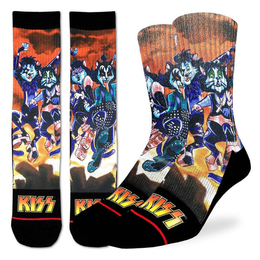 KISS Band Cartoon Crew Socks - Officially Licensed KISS Rock Band Music Novelty Socks - Men's Adult 8-12 Unisex - For Craft Costume Supply