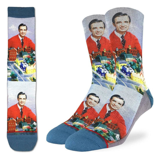 MISTER ROGERS Make Believe Kingdom Crew Socks - Iconic TV Host Novelty Active Fit Socks - Men's Adult 8-12 Unisex - For Craft Costume Supply