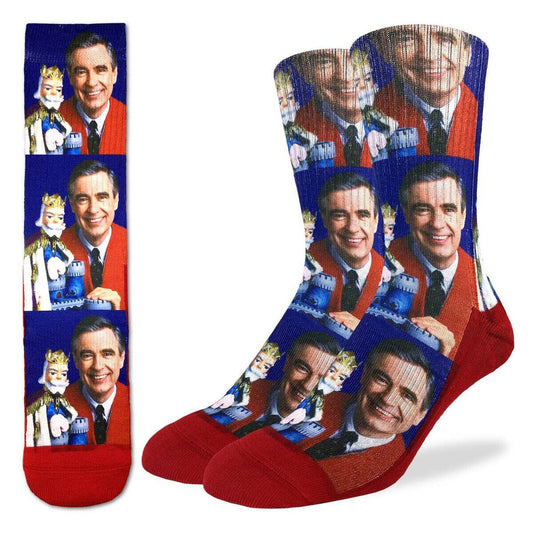 MISTER ROGERS Crew Socks - Children's Iconic TV Novelty Active Fit Socks - Men's Adult 8-12 Unisex - For Craft Costume Supply