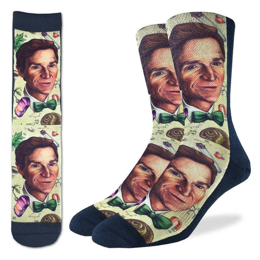 BILL NYE Crew Socks - Iconic Science Guy Educator Novelty Active Fit Socks - Men's Adult 8-12 Unisex - For Craft Costume Supply