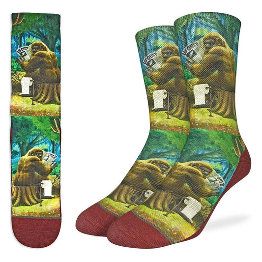 BIGFOOT Gotcha Crew Socks - Sasquatch Novelty Active Fit Socks - Men's Adult 8-12 Unisex - For Craft Costume Supply