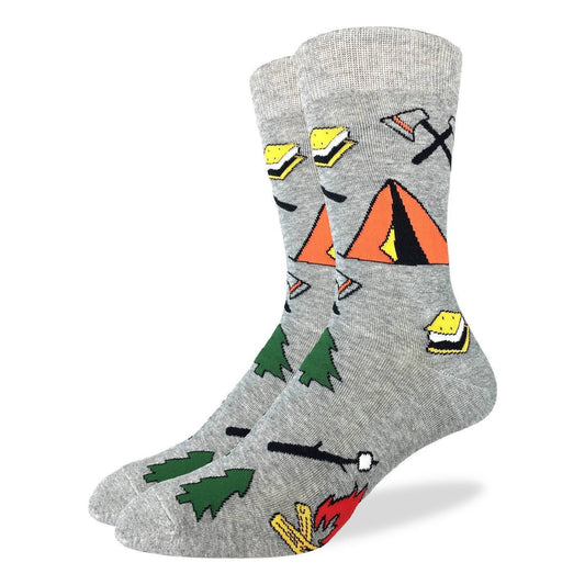 CAMPING Crew Socks - Novelty Active Fit Socks - Men's Adult 8-12 Unisex - Campsite Camping Trip Campfire - For Craft Costume Supply