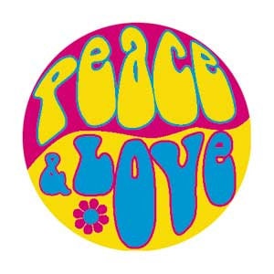 PEACE LOVE Pinback Button Badge - 1960s Hippie Hippy Retro Peace and Love Round 1.25" Button Craft Supply