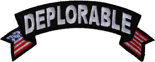 Deplorable Small Flag Rocker Patch - 4x1.5 inch - Biker Embroidered Patch Appliqué Craft Supply