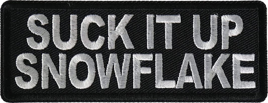 Suck it Up Snowflake Patch - 4x1.5 inch - Motorcycle Embroidered Patch Appliqué Craft Supply