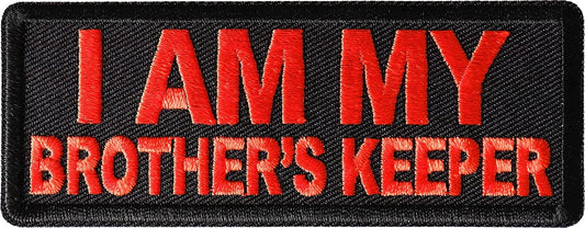 I Am My Brother's Keeper Patch in Orange - 4x1.5 inch - Motorcycle Embroidered Patch Appliqué Craft Supply