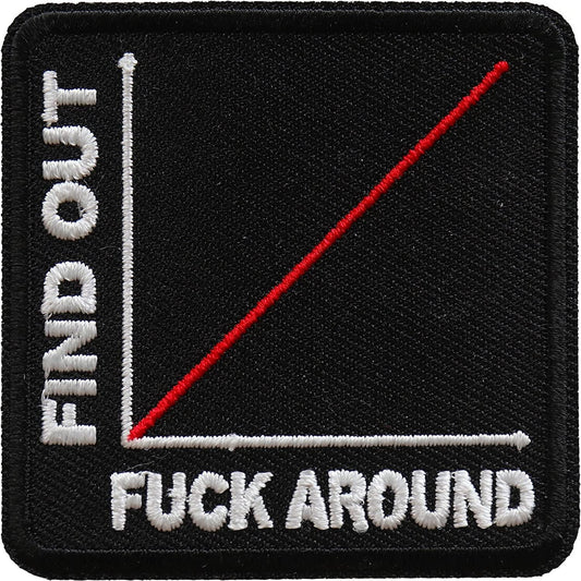 More You Fuck Around More You Find Out Patch - 2.25x2.25 inch - Motorcycle Embroidered Patch Appliqué Craft Supply
