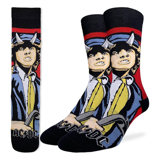 AC/DC Angus Young Devil Crew Socks - Officially Licensed Rock Band Music Novelty Socks - Men's Adult 8-12 Unisex - For Craft Costume Supply