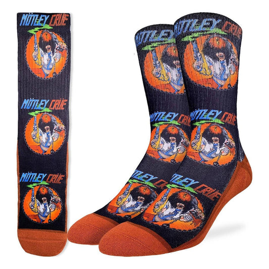 MOTLEY CRUE Allister Fiend Crew Socks - Officially Licensed Rock Band Music Novelty Socks - Men's Adult 8-12 Unisex - Craft Costume Supply