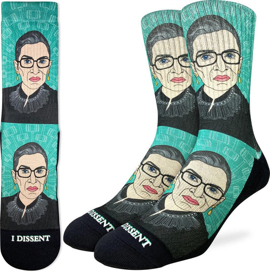 RUTH BADER GINSBURGH Dissent Crew Socks - Novelty Active Fit Socks - Men's Adult 8-12 Unisex - For Craft Costume Supply