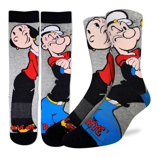 POPEYE Olive Oyl Characters Crew Socks - Cartoon Comic Officially Licensed Novelty Socks - Men's Adult 8-12 Unisex - Craft Costume Supply