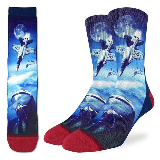 F-18 FIGHTER Crew Socks - Aircraft Jet Fighter Plane Novelty Active Fit Socks - Men's Adult 8-12 Unisex - For Craft Costume Supply
