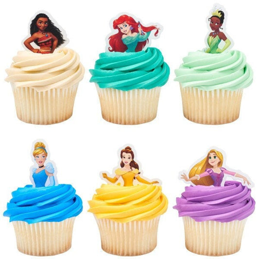 12 Disney Princess Cupcake Poly Decopics - Cupcake Toppers Cake Toppers for Birthday Party Decoration Picks Craft Supply