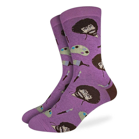 BOB ROSS Paint Board Crew Socks - Novelty Active Fit Socks - Men's Adult 8-12 Unisex - For Craft Costume Supply