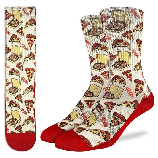 PIZZA Crew Socks - Pepperoni Pizza Slices Box Novelty Active Fit Socks - Men's Adult 8-12 Unisex - For Craft Costume Supply