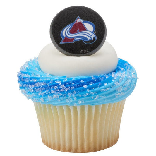 12 COLORADO AVALANCHE Cupcake Rings - NHL Colorado Avalanche Cake Toppers for Birthday Party Decoration Craft Supply