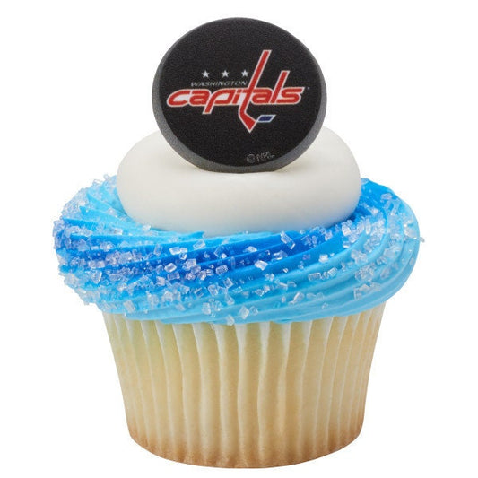 12 WASHINGTON CAPITALS Cupcake Rings - NHL Washington Capitals Cake Toppers for Birthday Party Decoration Craft Supply