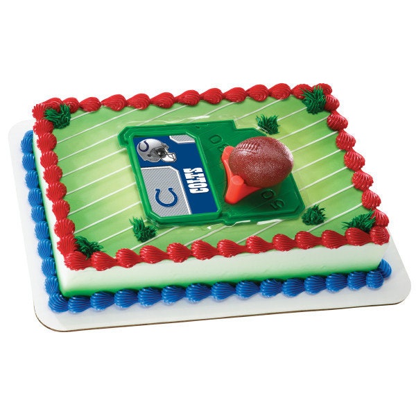 INDIANAPOLIS COLTS Cake Topper NFL Football Tee Field - Indianapolis Colts Football Cake Decoration Topper Decoset Birthday Craft Supply