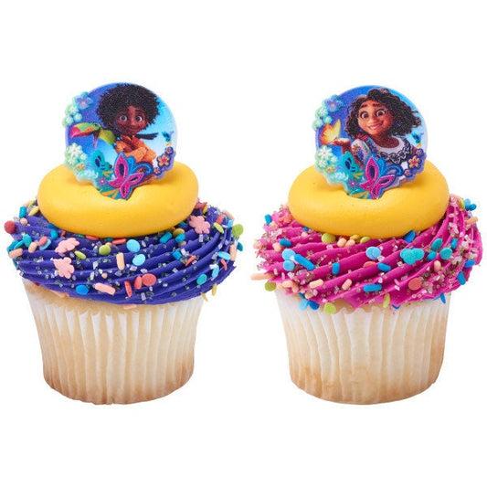 12 ENCANTO Cupcake Rings - Disney Movie Mirabel and Antonio - Cake Toppers Cupcake Cake Decoration Birthday Party Craft Supply