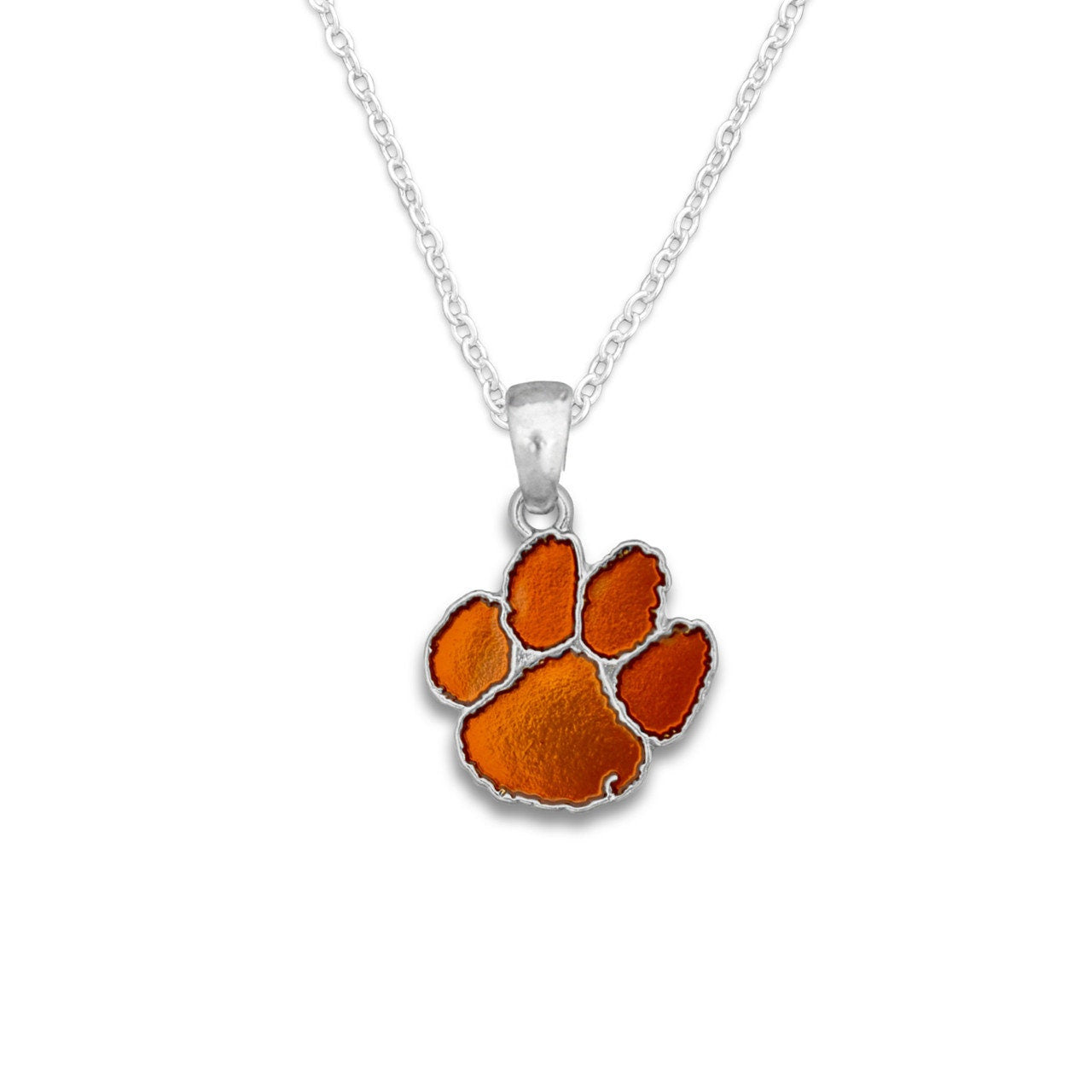 Officially Licensed CLEMSON TIGERS Necklace - Logo Pewter Charm Sterling Plated - Clemson University Tigers