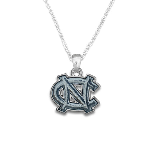 Officially Licensed NORTH CAROLINA Tar Heels Necklace - Logo Pewter Charm Sterling Plated - University of North Carolina Tar Heels