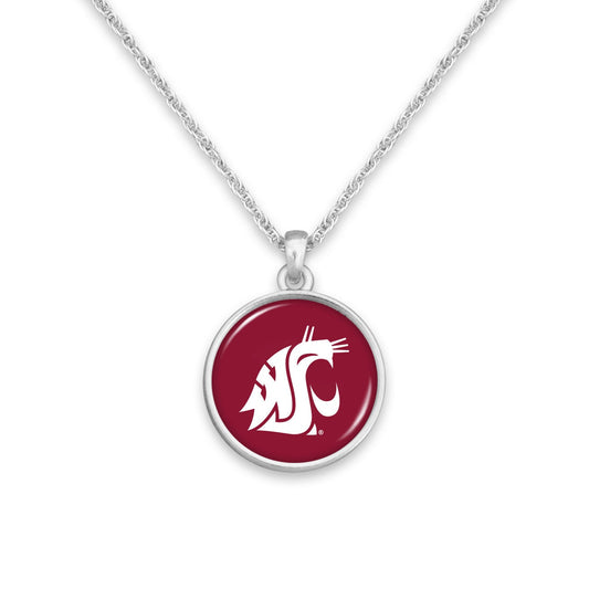 Officially Licensed WASHINGTON STATE COUGARS Necklace - Pewter Charm Sterling Plated - Washington State University