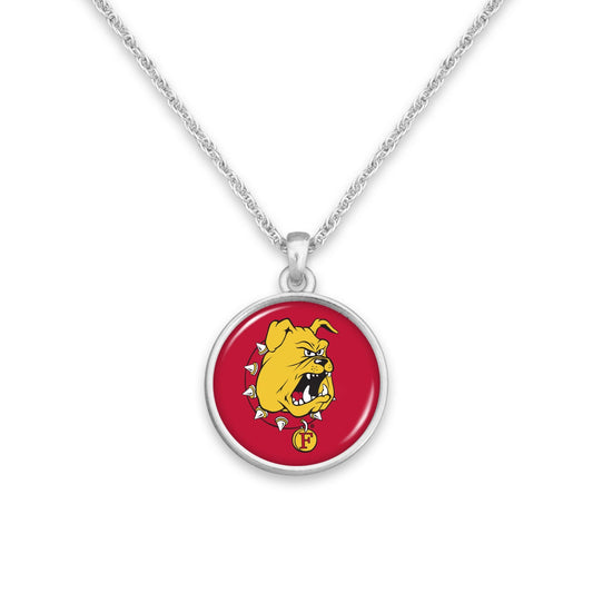 Officially Licensed FERRIS STATE BULLDOGS Necklace - Pewter Charm Sterling Plated - Ferris State University